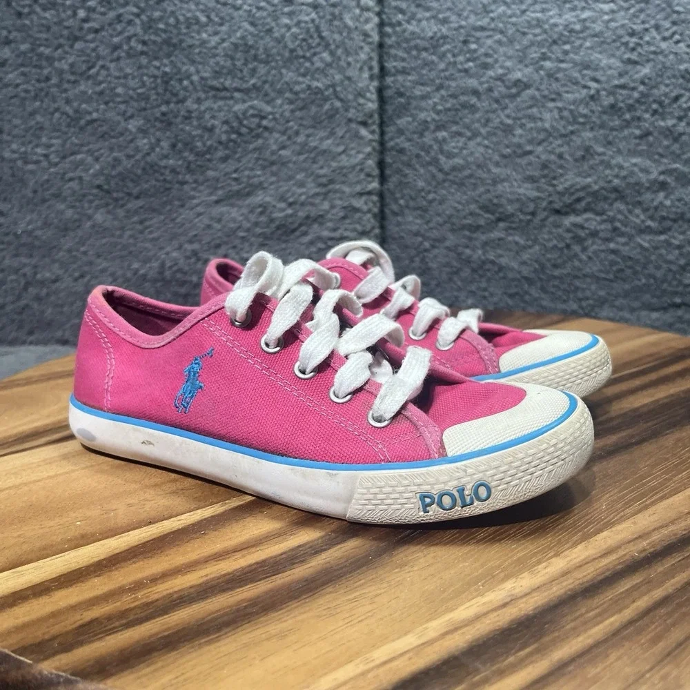 POLO RALPH LAUREN 991732 Inf's 13.5 Preppy‎ Pink Canvas Casual Shoes Laces